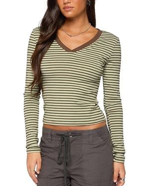 Edikted Yania Striped Long Sleeve Top - Green