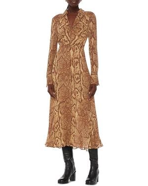 Whistles Serpent Print Midi Dress - Natural