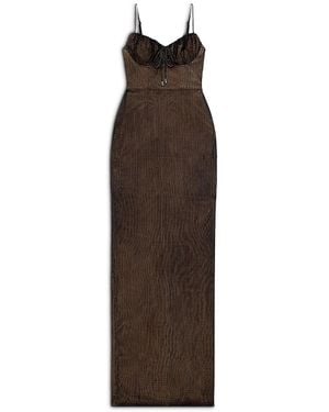Area Crystal Embellished Dress - Brown