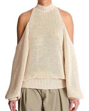Balmain Cotton Knit Open-Shoulder Sweater - Natural