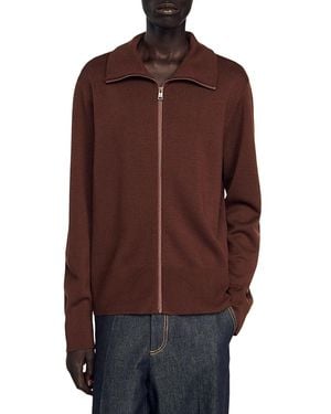Sandro Wool Trucker Cardigan - Brown
