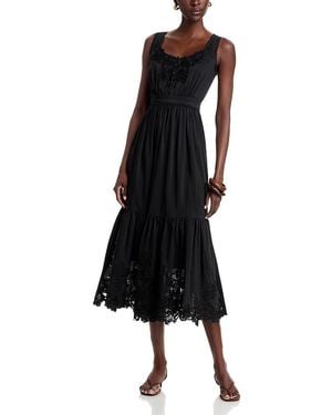 Kobi Halperin Zuri Lace Trim Midi Dress - Black