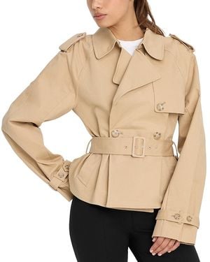 GOOD AMERICAN Cropped Trench Jacket - Natural