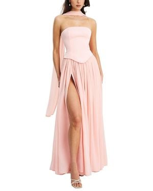 Miss Circle Qianna Peplum Top Chiffon Gown With Scarf - Pink