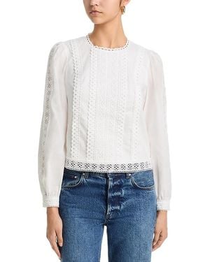 Aqua Embroidered Top - White