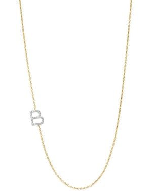 Zoe Lev 14K Diamond Asymmetric Initial Necklace, 18 - Multicolor