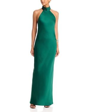Ramy Brook Tatiana Satin Halter Gown - Green