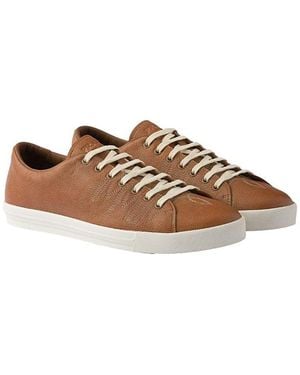 Prada Aged-Effect Leather Sneakers - Brown