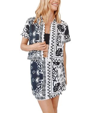 Bella Dahl Bandana Short Sleeve Camp Shirt - Blue