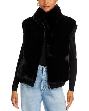 Surell Faux Fur Zip Vest - Black