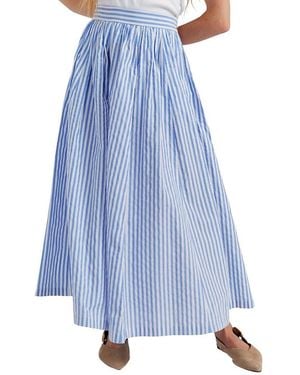 Chinti & Parker Chinit & Parker Cotton Oxfort Stripe Skirt - Blue