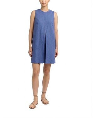 Cartolina Nantucket Fiona Linen Shift Dress - Blue