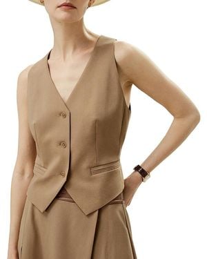 LILYSILK Silk-Wool Vest With Jacquard Silk Back - Brown