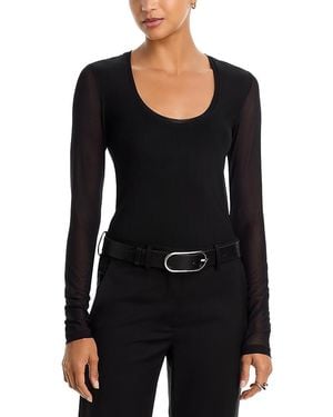 Rag & Bone Luca Mesh Paneled Scoop Neck Top - Black