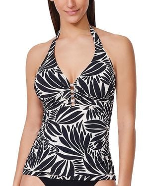 Gottex Come Back Printed Halter Tankini Top - Black