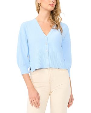 1.STATE Ribbed Hem Cardigan - Blue