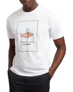 Ted Baker Lucu Short Sleeve Undercover Shark Graphic Tee - White