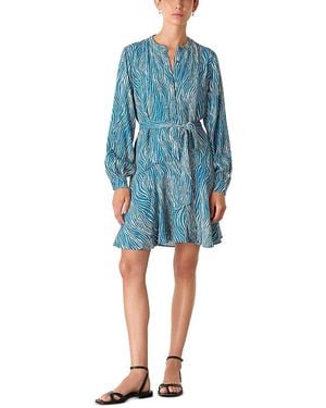 Whistles Zebra Flippy Mini Dress - Blue