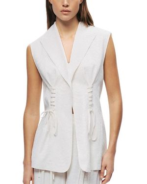 Nocturne Lace-Up Waist Tailored Vest - White