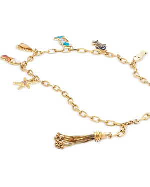 Aqua Mixed Fish Charm Necklace - Metallic