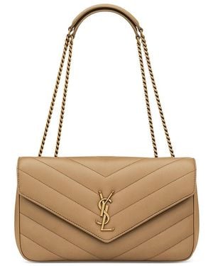 Saint Laurent Loulou Medium Convertible Shoulder Bag - Natural