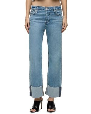 Hudson Jeans Rosie Cotton Stretch High Rise Ankle Wide Leg Jeans - Blue