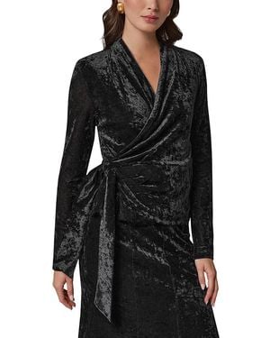 Donna Karan Velvet Wrap Top - Black
