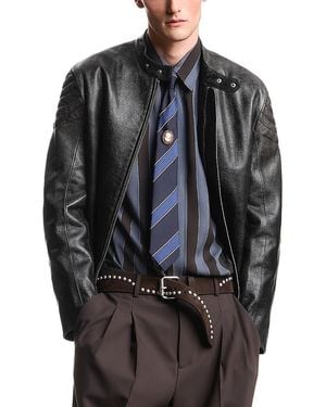 Emporio Armani Drummed Leather Blouson Jacket - Black