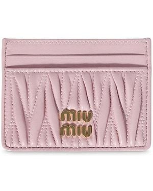 Miu Miu Matelasse Nappa Leather Card Holder - Pink