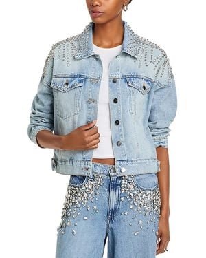 Aqua Embellished Denim Jacket - Blue