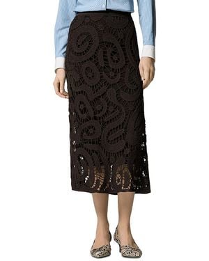 Pinko Geometric Crochet Midi Skirt - Black