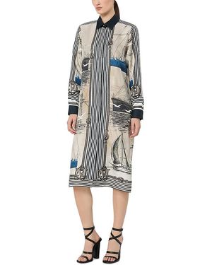Max Mara Mxmteismo Silk Printed Shirt Dress - Natural