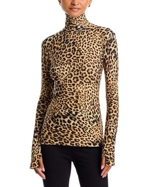 Norma Kamali Slim Fit Printed Turtleneck Top - Multicolor