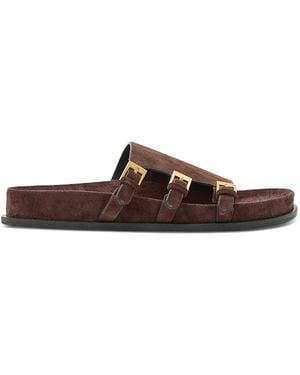 Reiss Buckled Slide Sandals - Brown