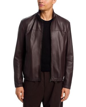 BOSS X Beckham Molta Leather Jacket - Brown