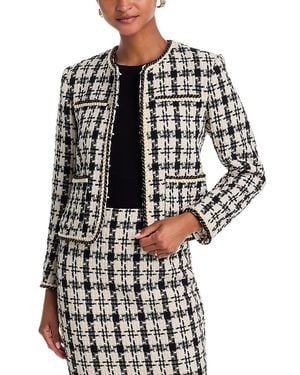 Aqua Houndstooth Tweed Jacket - Black