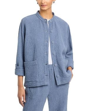 Eileen Fisher Mandarin Collar Shirt Jacket - Blue
