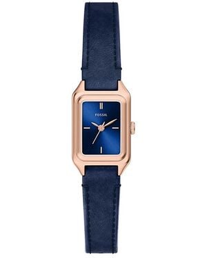 Fossil Raquel 18 Mm Three-hand Blue Leather Watch