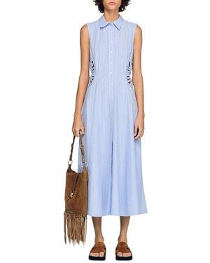 Sandro Striped Cotton Maxi Dress - Blue