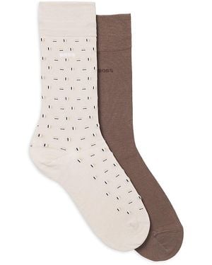 BOSS Combed Cotton Blend Socks, Pack Of 2 - Natural