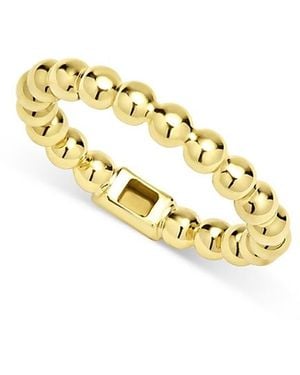 Lagos 18K Caviar Bead Logo Stacking Ring - Metallic