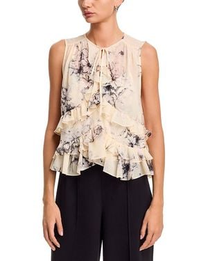 Cinq À Sept Hand Sketched Floral Top - Blue
