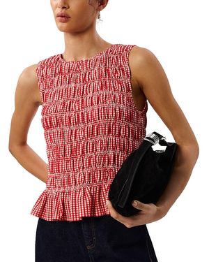 Whistles Gingham Shirred Top