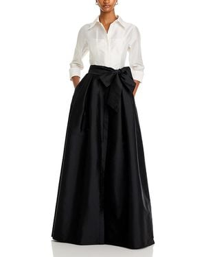 Teri Jon Taffeta Shirt Gown - Black
