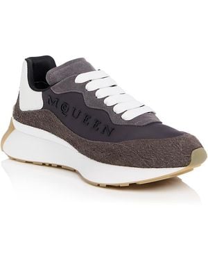 McQueen Leather & Suede Sneakers - White