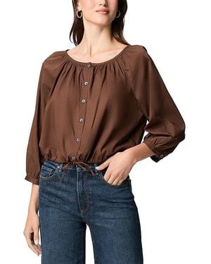 PAIGE Kinzie Button Front Cotton Top - Brown