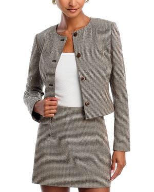 French Connection Houndstooth Cropped Jacket - Grey
