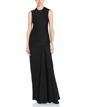 Stella McCartney Round Neck Draped Satin Gown - Black
