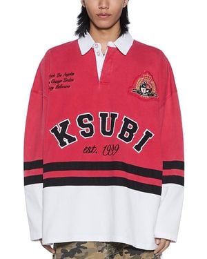 Ksubi Duke Oversized Jersey Varsity Long Sleeve Tee - Red