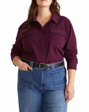 UNIVERSAL STANDARD Plus Maine Stretch Flannel Shirt - Red